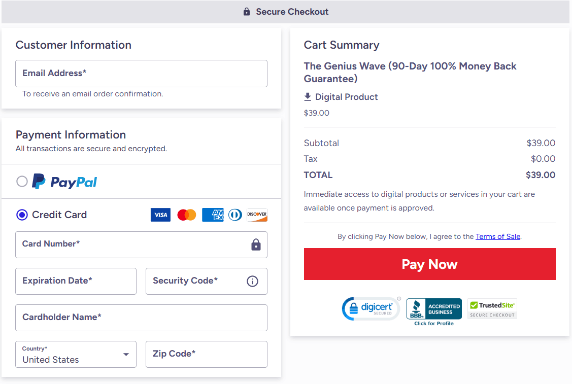 the genius wave secure checkout
